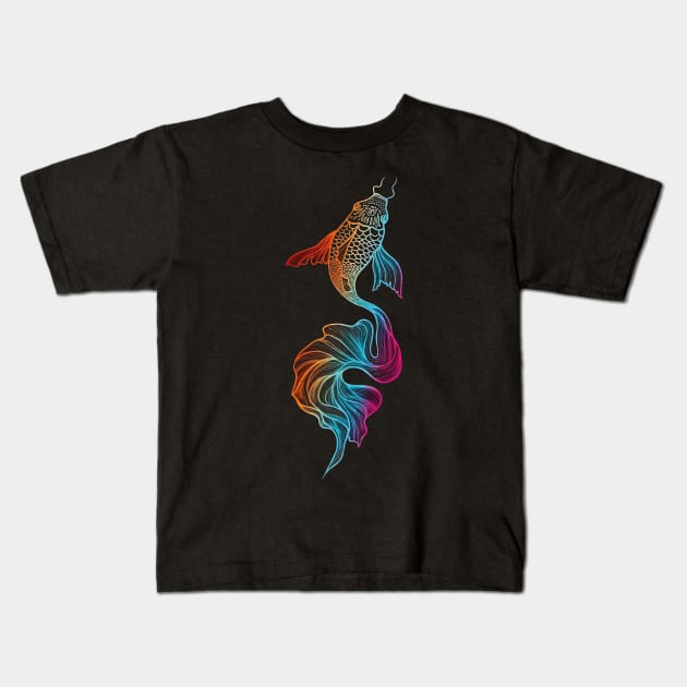 Aquatic Canvas: Colorful Transformation of the Koi Kids T-Shirt by ConnectingtoNature